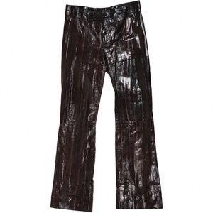 Gucci Mahogany Eel Skin Leather Pant Size 38